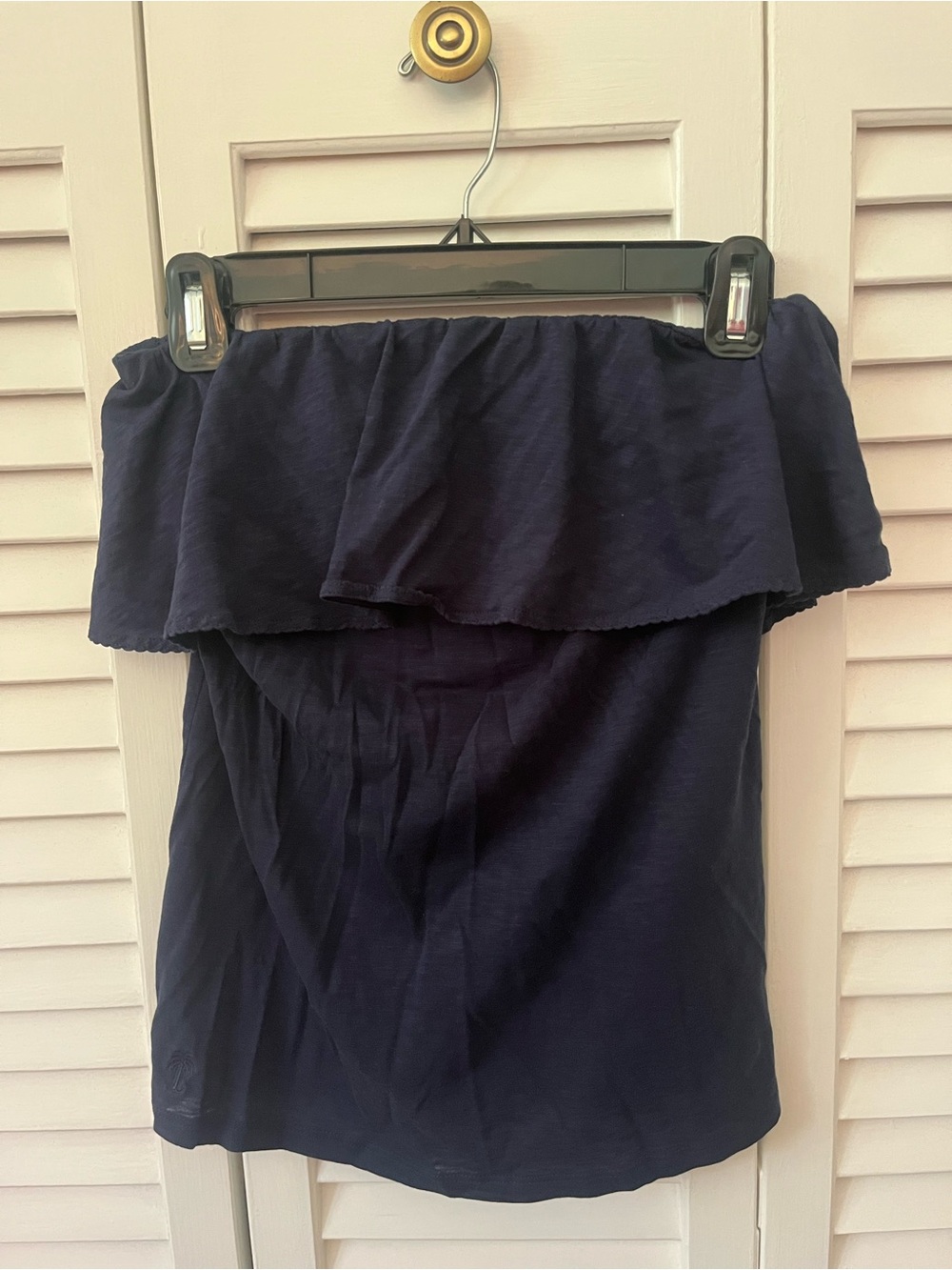 Lilly Pulitzer Navy Off-Shoulder Cotton Top